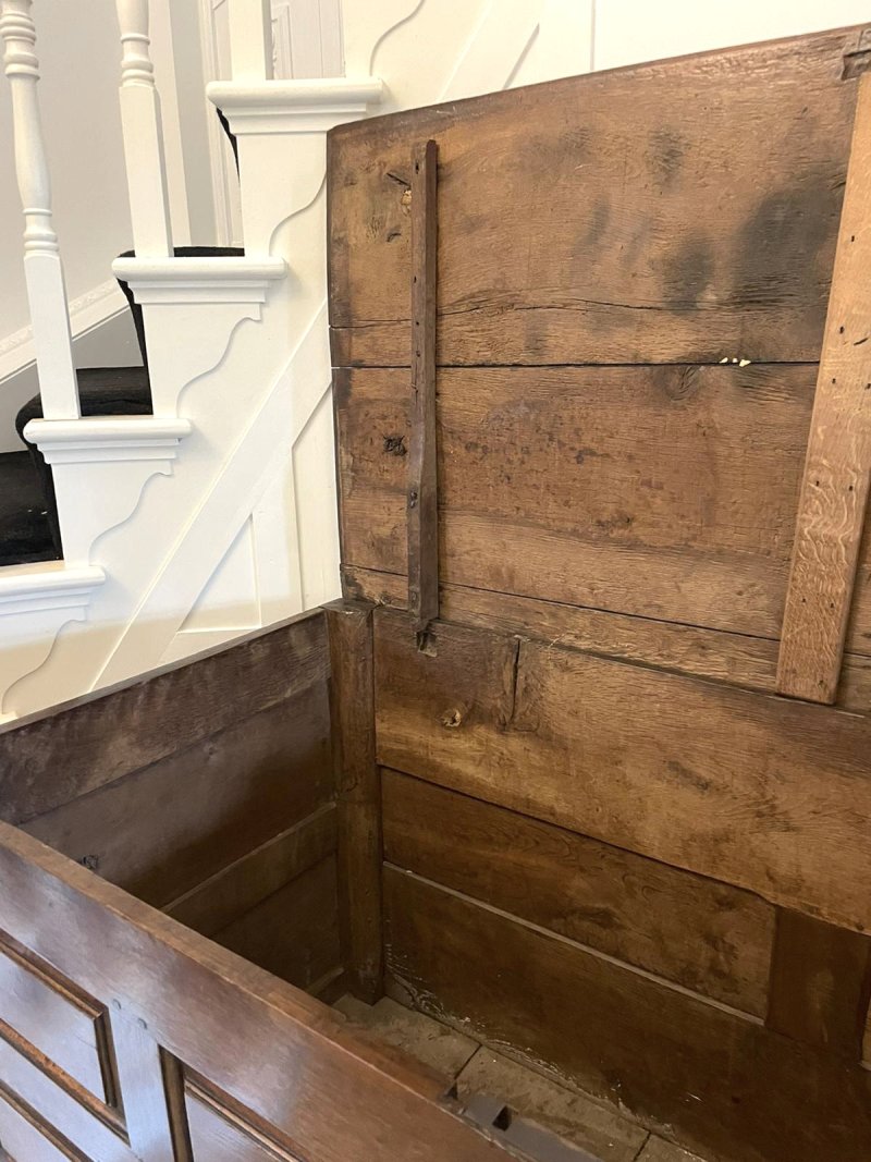 Large 18th Century Antique Quality Oak Coffer on Stand - Image 18