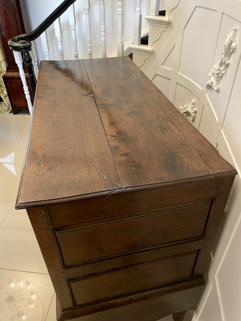 Large 18th Century Antique Quality Oak Coffer on Stand - Image 5