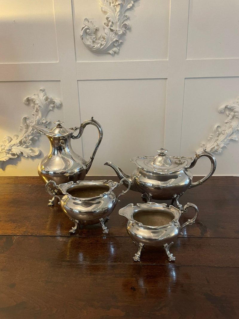 Antique Edwardian Quality Silver Plated 4 Piece Tea Set