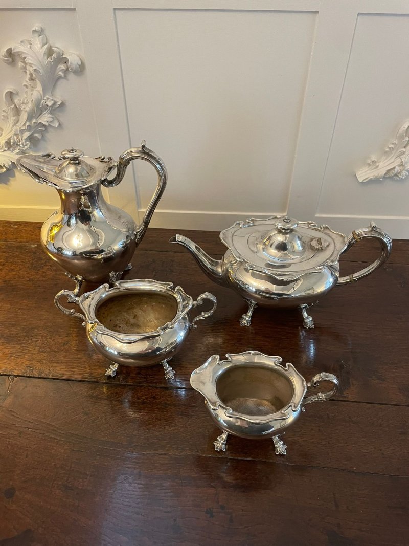 Antique Edwardian Quality Silver Plated 4 Piece Tea Set - Image 2