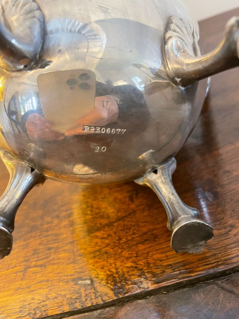 Antique Edwardian Quality Silver Plated 4 Piece Tea Set - Image 15