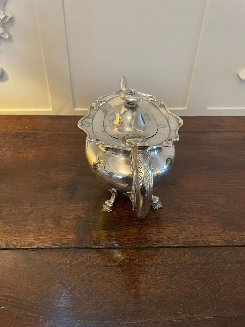 Antique Edwardian Quality Silver Plated 4 Piece Tea Set - Image 6
