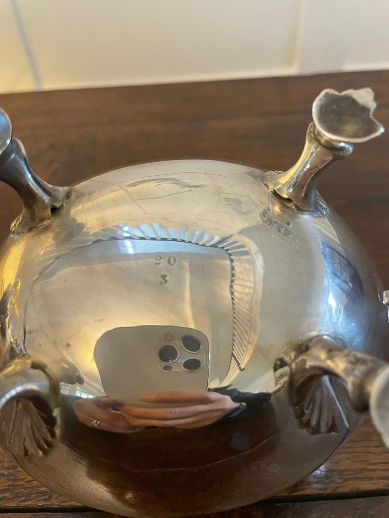 Antique Edwardian Quality Silver Plated 4 Piece Tea Set - Image 9