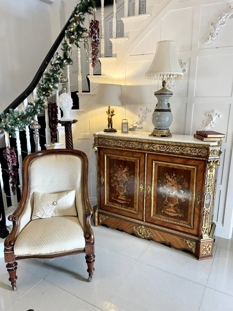 Large Antique Victorian Quality China and Ormolu Table Lamp - Image 3