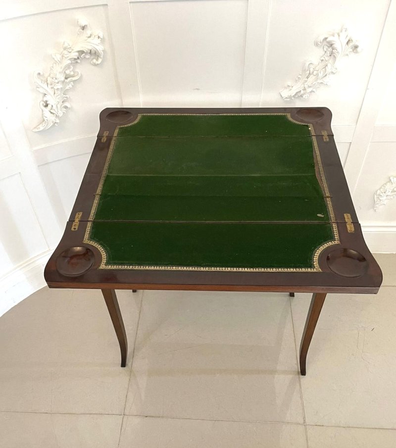 Antique Edwardian Quality Mahogany Hand Painted Card/Side Table - Image 6