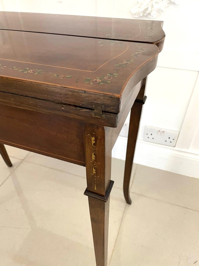 Antique Edwardian Quality Mahogany Hand Painted Card/Side Table - Image 16