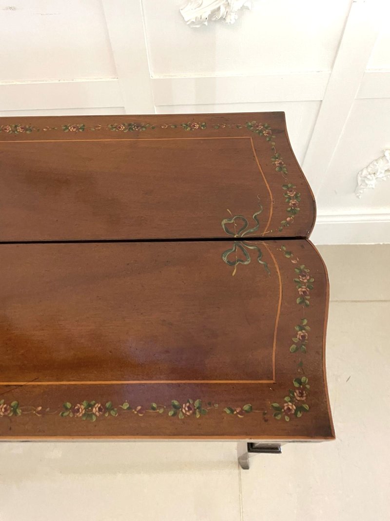 Antique Edwardian Quality Mahogany Hand Painted Card/Side Table - Image 5