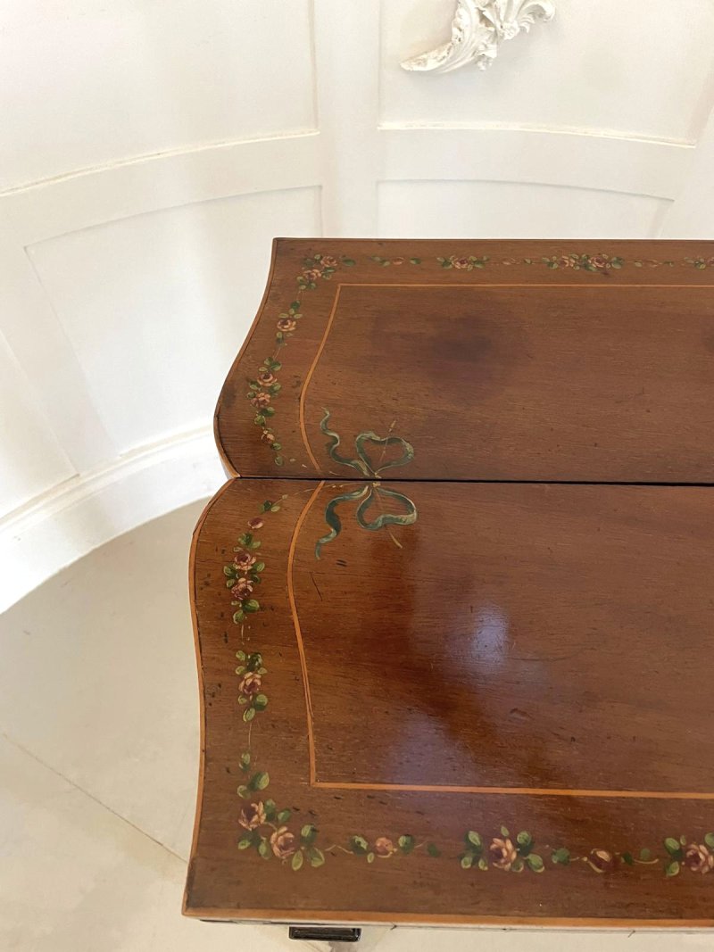 Antique Edwardian Quality Mahogany Hand Painted Card/Side Table - Image 10
