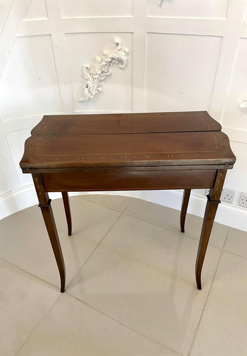 Antique Edwardian Quality Mahogany Hand Painted Card/Side Table - Image 2