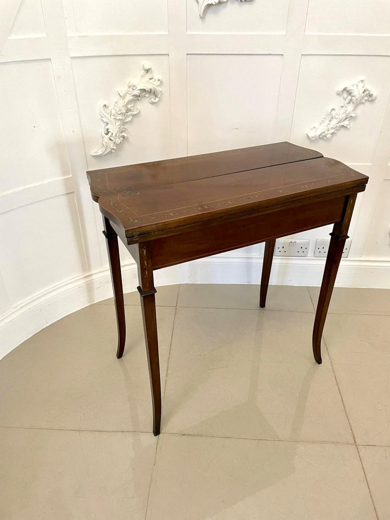 Antique Edwardian Quality Mahogany Hand Painted Card/Side Table