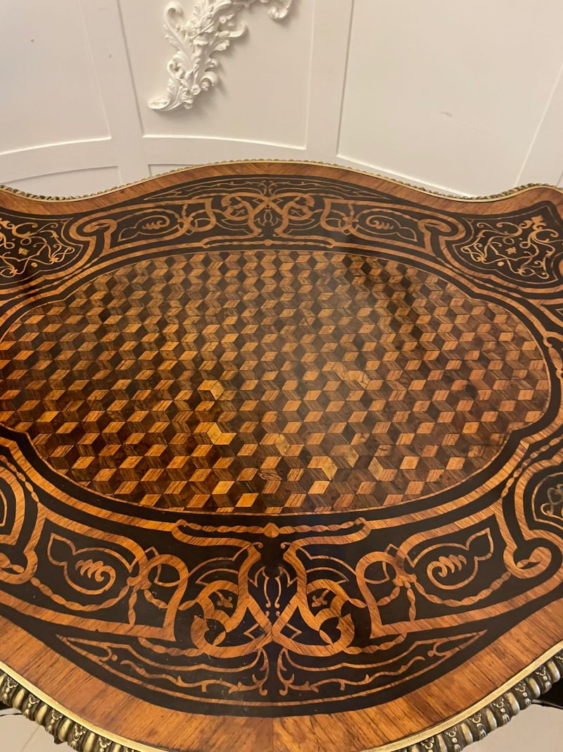 Outstanding Quality Antique Victorian French Freestanding Marquetry and Parquetry Centre Table - Image 12