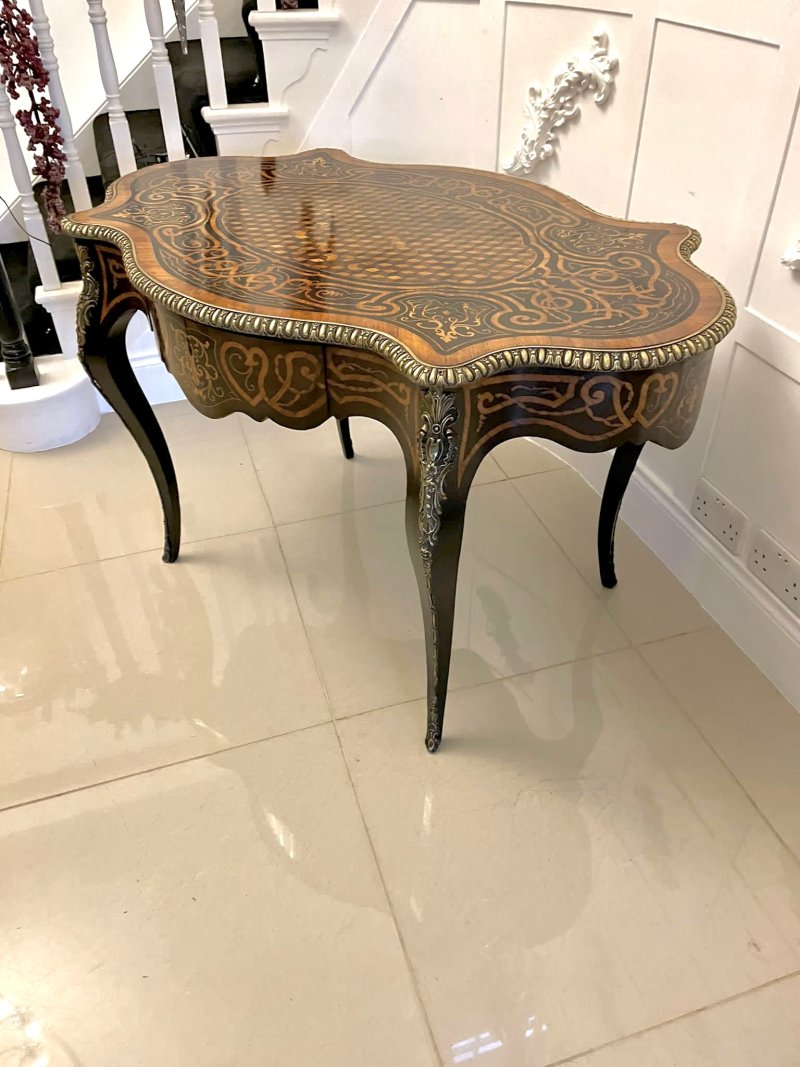 Outstanding Quality Antique Victorian French Freestanding Marquetry and Parquetry Centre Table - Image 2