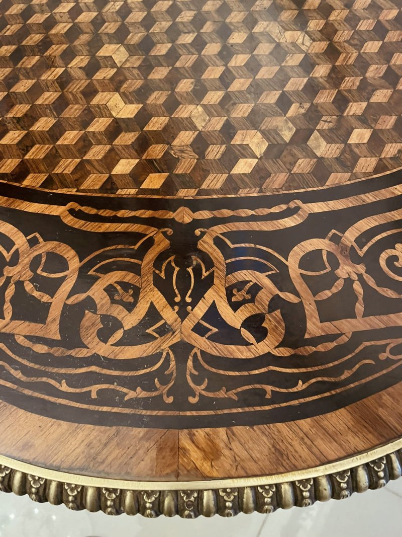 Outstanding Quality Antique Victorian French Freestanding Marquetry and Parquetry Centre Table - Image 20