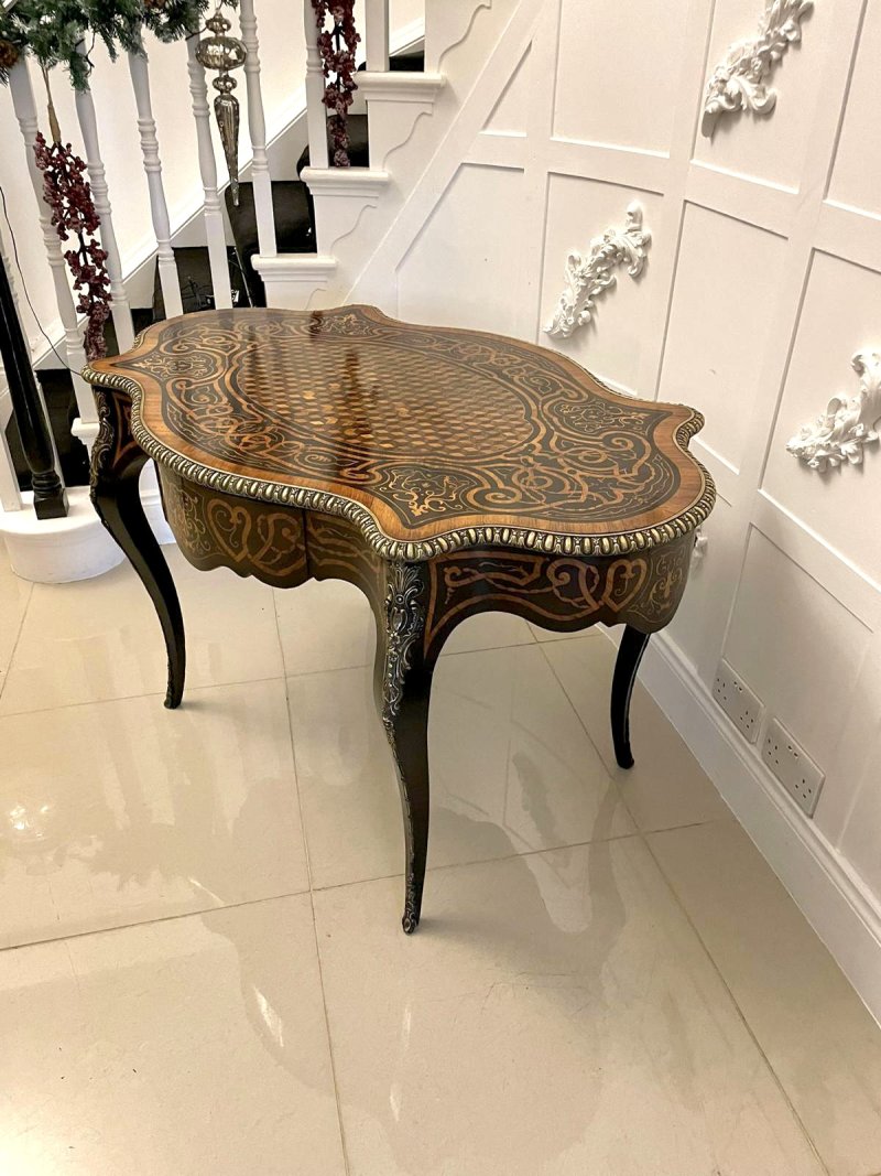 Outstanding Quality Antique Victorian French Freestanding Marquetry and Parquetry Centre Table - Image 4