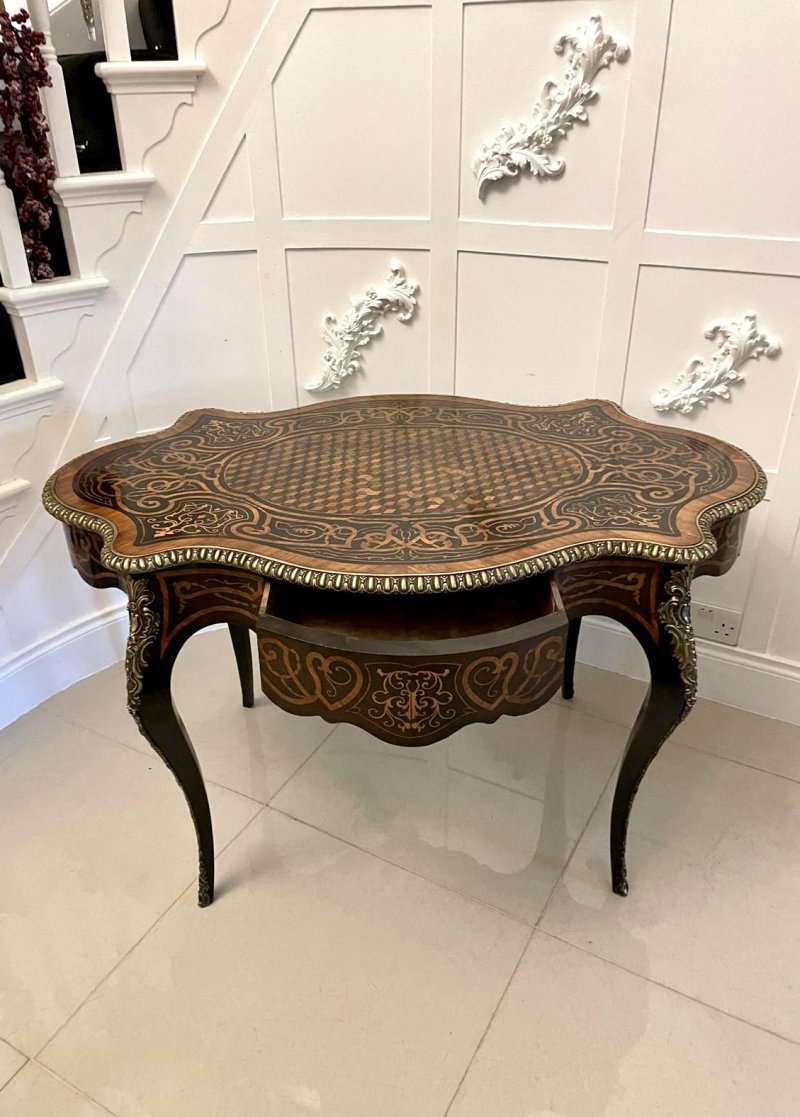 Outstanding Quality Antique Victorian French Freestanding Marquetry and Parquetry Centre Table - Image 3