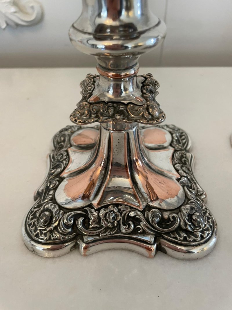 Small Pair of Quality Antique Victorian Sheffield Plated Candlesticks - Image 6