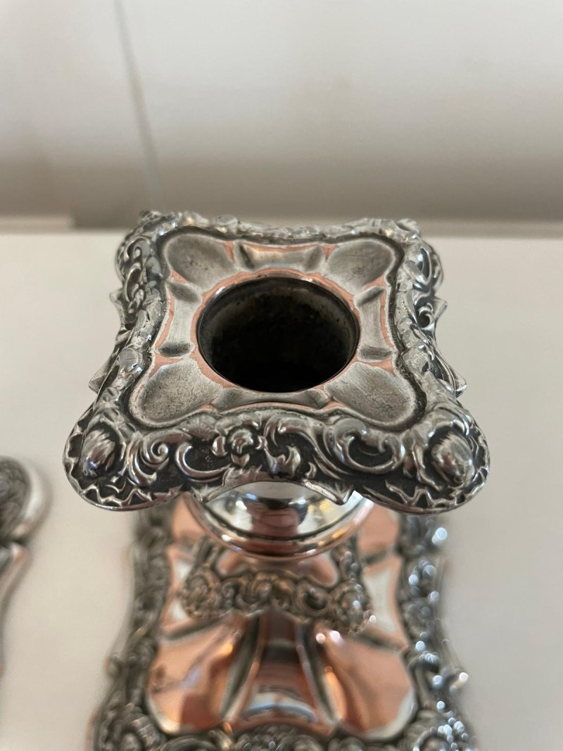 Small Pair of Quality Antique Victorian Sheffield Plated Candlesticks - Image 8