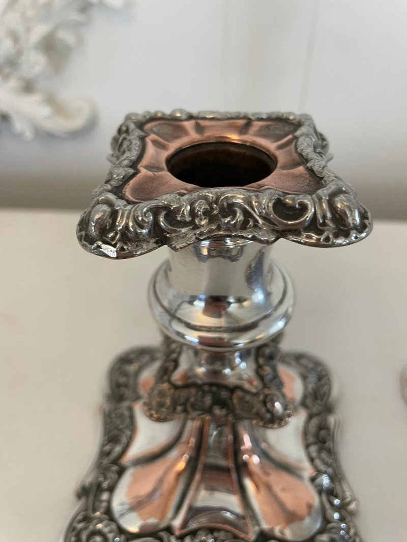Small Pair of Quality Antique Victorian Sheffield Plated Candlesticks - Image 4