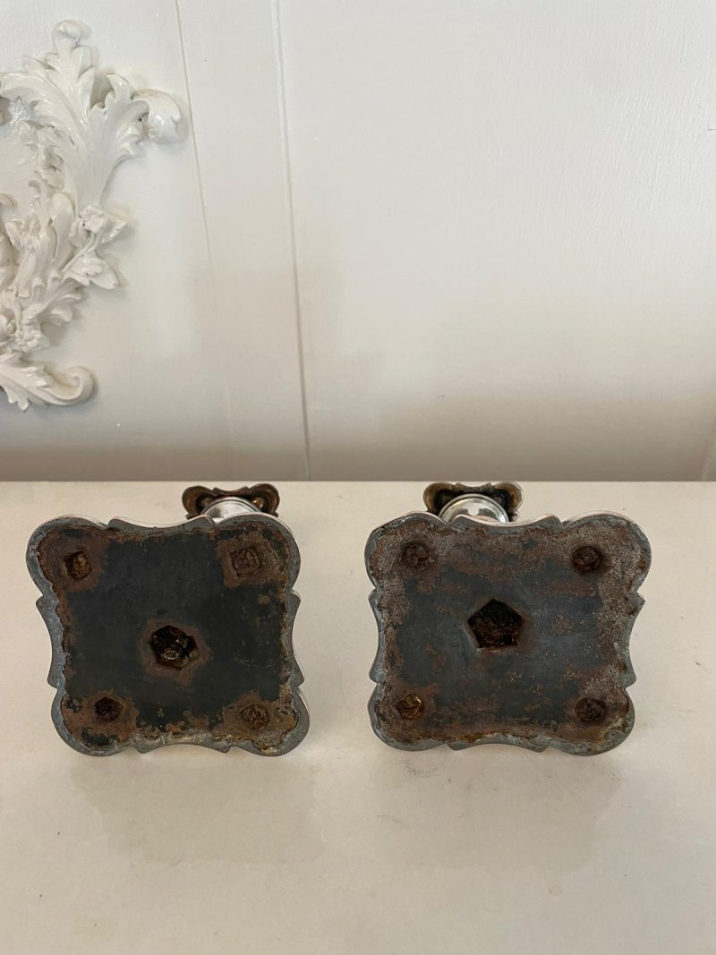 Small Pair of Quality Antique Victorian Sheffield Plated Candlesticks - Image 5