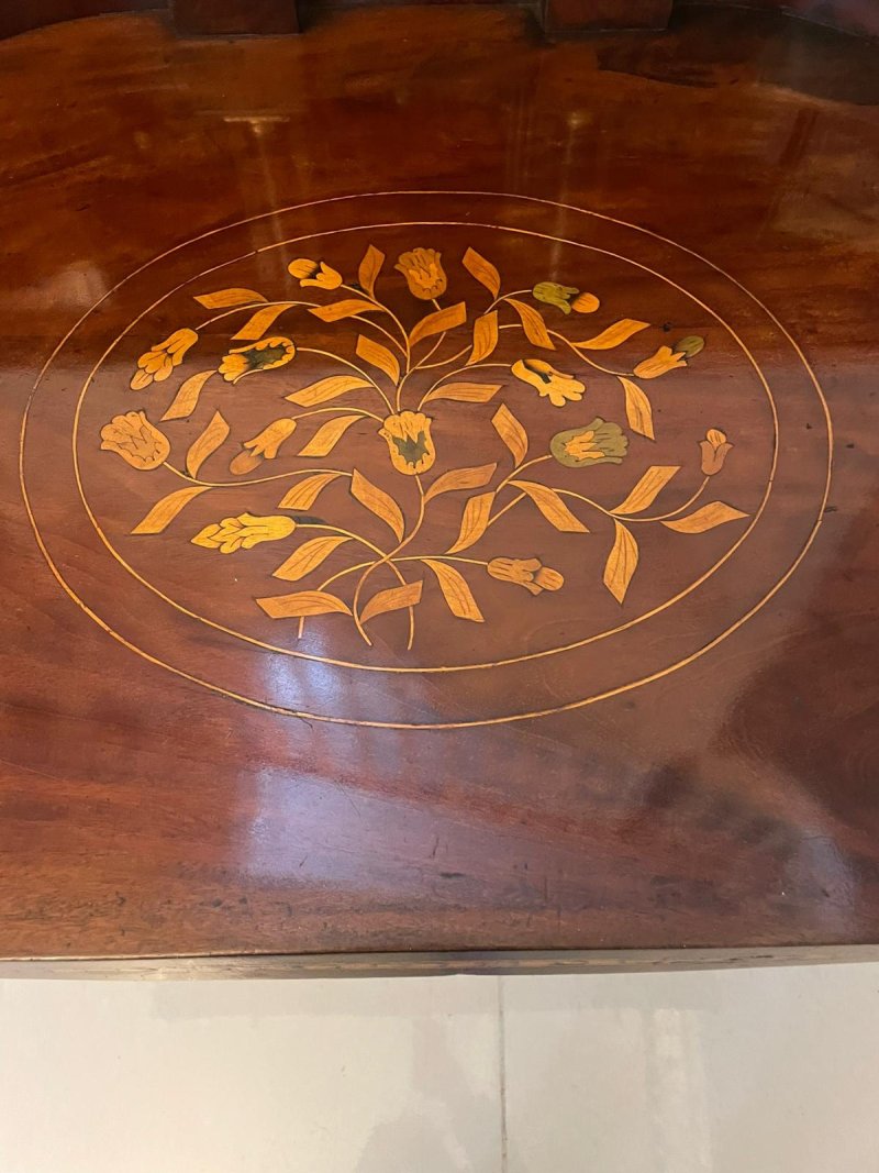 Antique 18th Century Quality Mahogany Floral Marquetry Inlaid Cylinder Bureau - Image 5