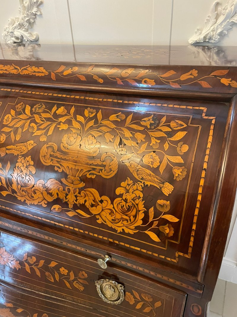 Antique 18th Century Quality Mahogany Floral Marquetry Inlaid Cylinder Bureau - Image 28