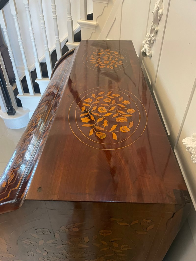 Antique 18th Century Quality Mahogany Floral Marquetry Inlaid Cylinder Bureau - Image 24