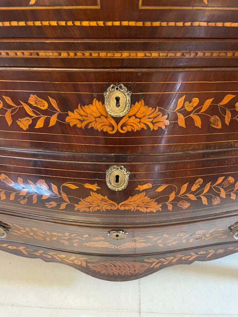 Antique 18th Century Quality Mahogany Floral Marquetry Inlaid Cylinder Bureau - Image 26