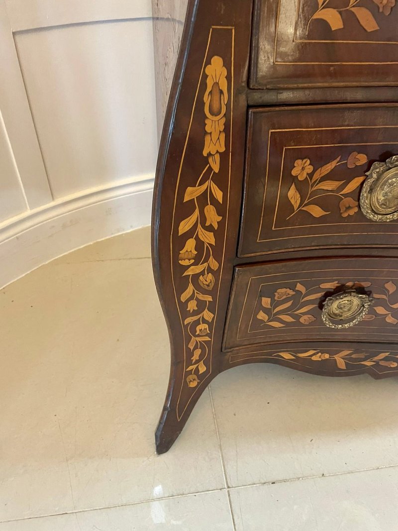Antique 18th Century Quality Mahogany Floral Marquetry Inlaid Cylinder Bureau - Image 15