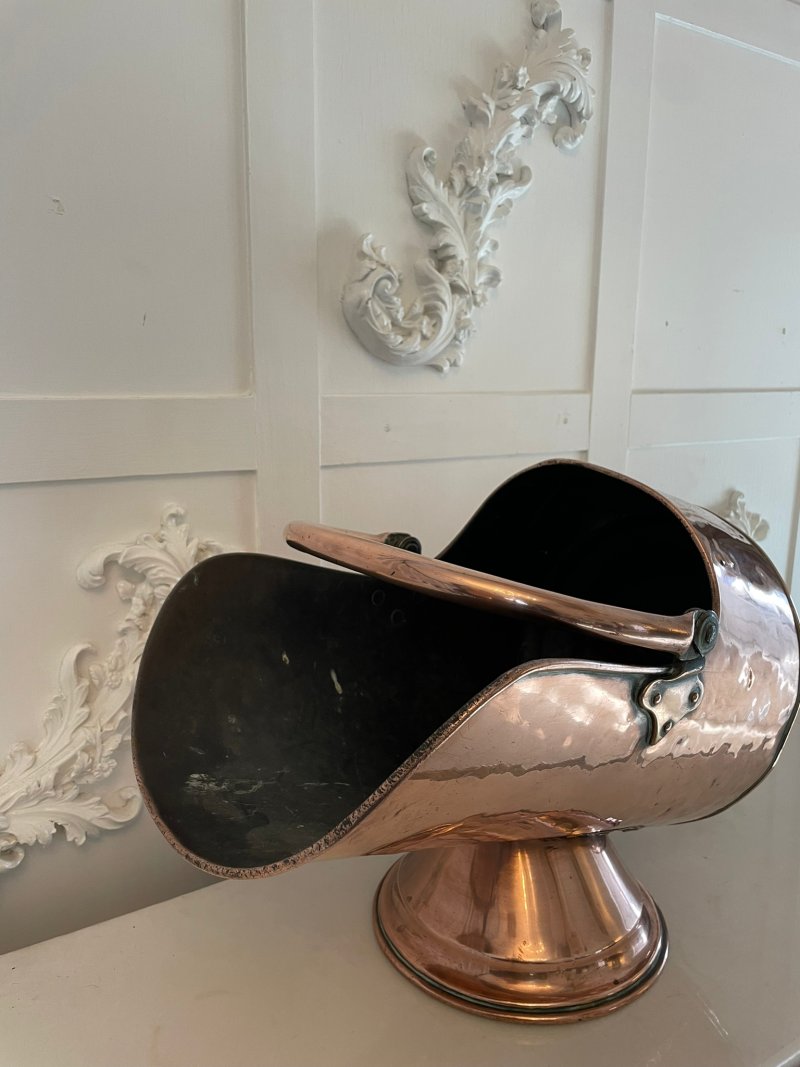 Antique George III Quality Copper Helmet Coal Scuttle - Image 5