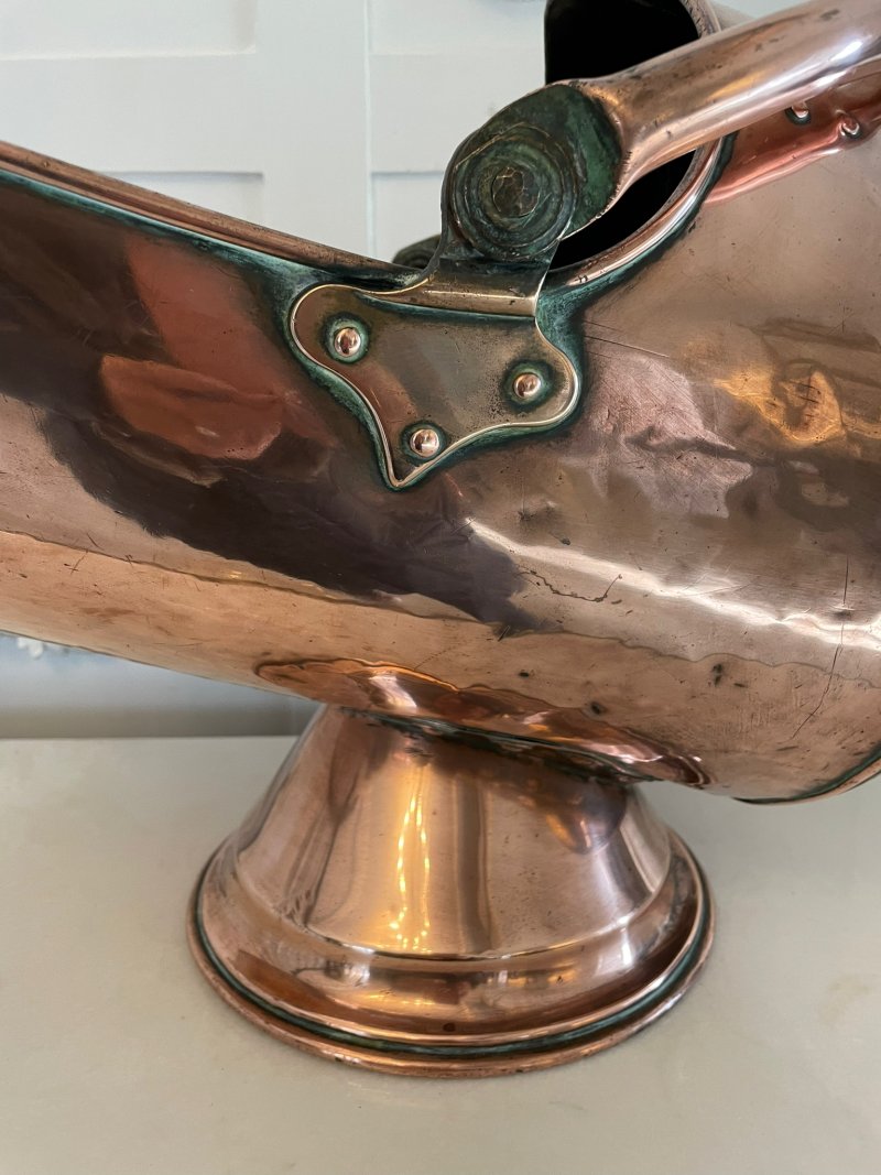 Antique George III Quality Copper Helmet Coal Scuttle - Image 9