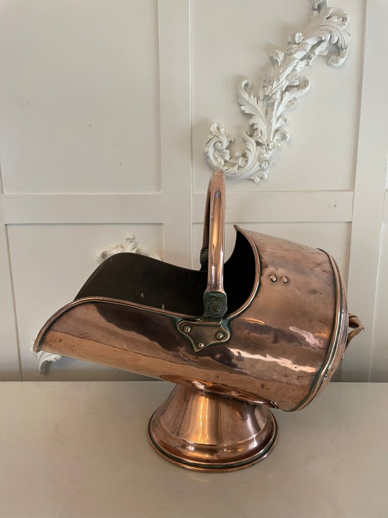 Antique George III Quality Copper Helmet Coal Scuttle