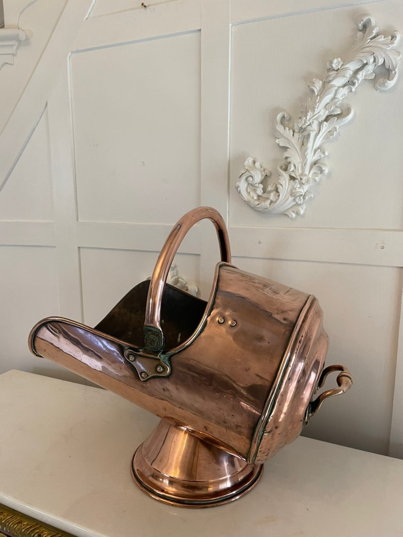 Antique George III Quality Copper Helmet Coal Scuttle - Image 3