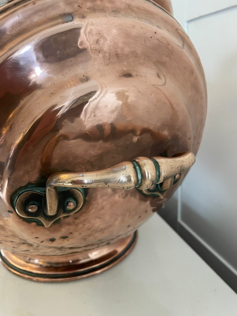 Antique George III Quality Copper Helmet Coal Scuttle - Image 8