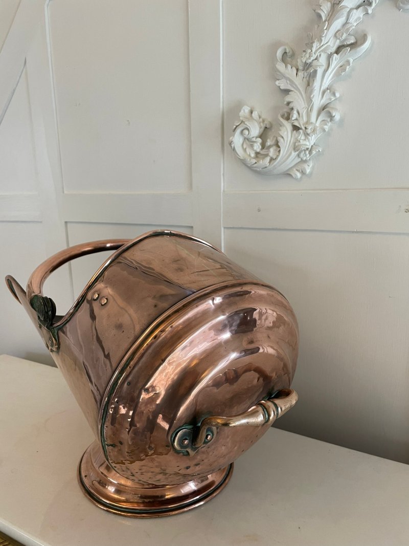 Antique George III Quality Copper Helmet Coal Scuttle - Image 7