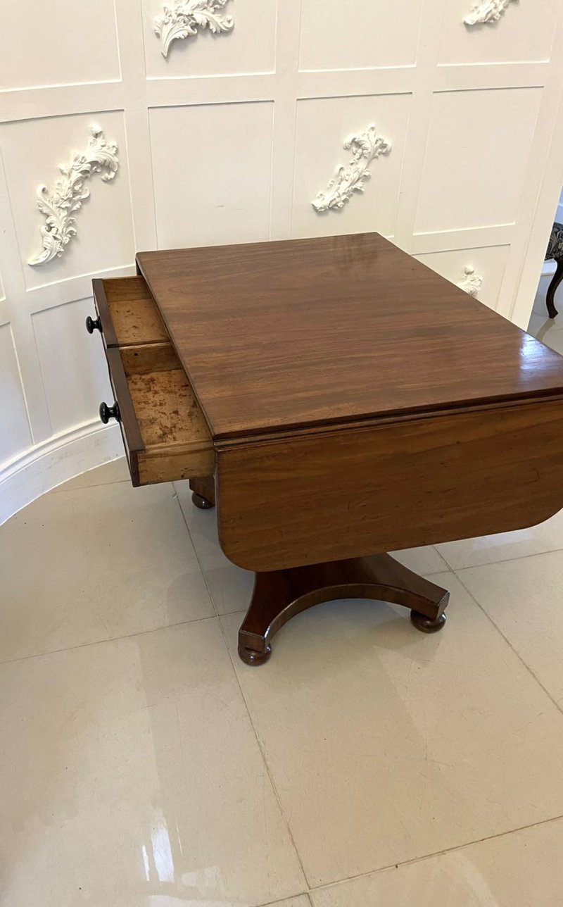 Antique Regency Quality Figured Mahogany Freestanding Sofa Table - Image 7