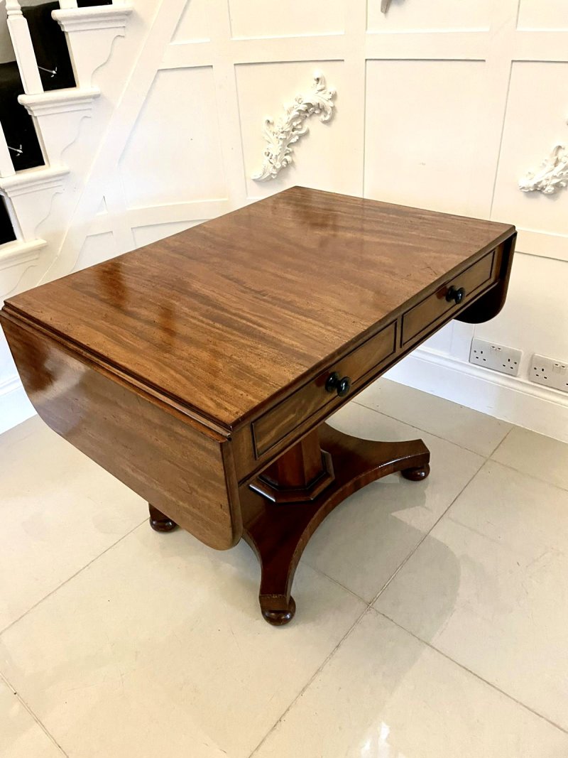 Antique Regency Quality Figured Mahogany Freestanding Sofa Table - Image 3