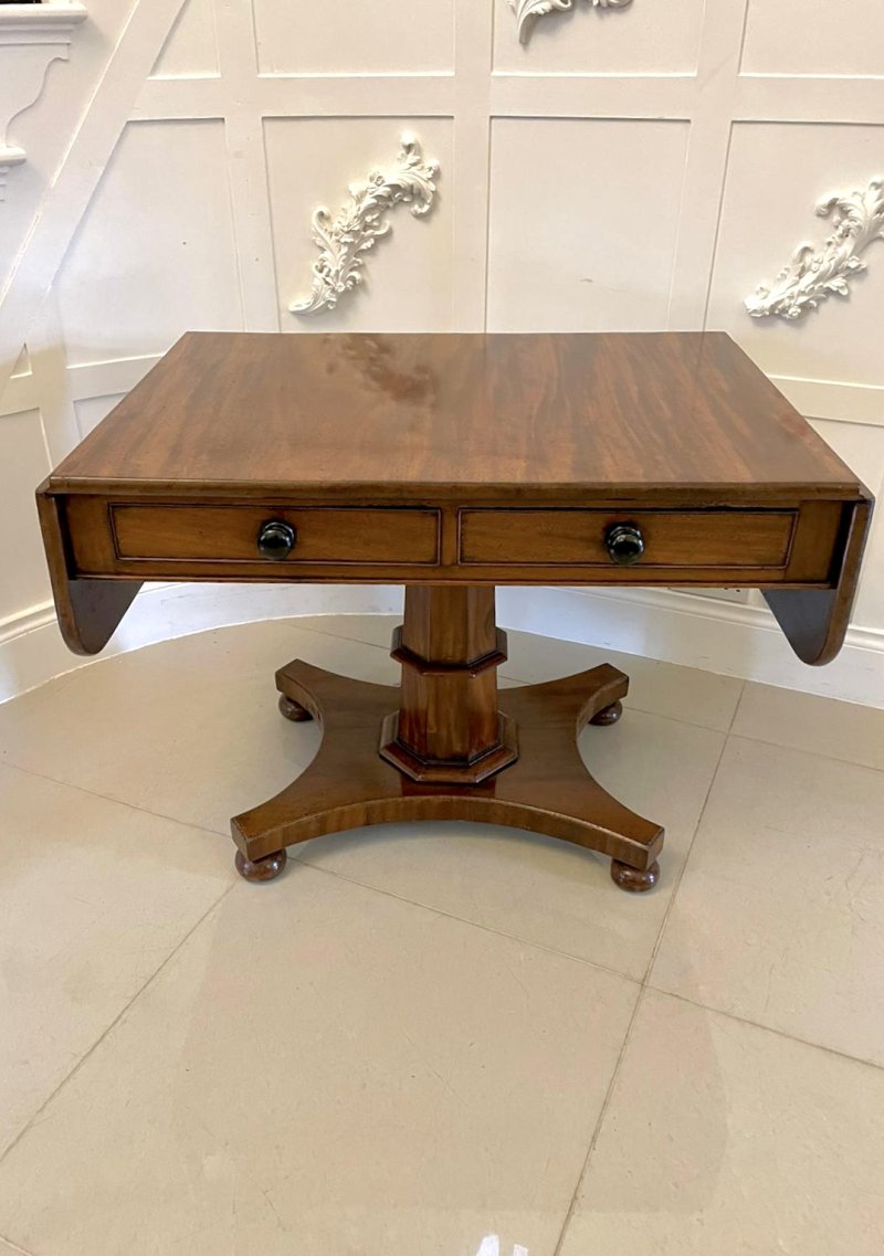 Antique Regency Quality Figured Mahogany Freestanding Sofa Table - Image 2