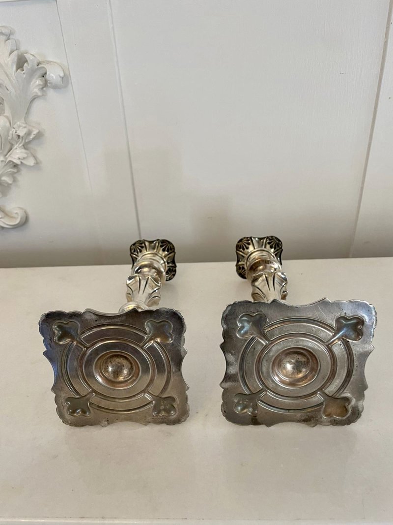 Unusual Pair of Antique George III Quality Sheffield Plated Telescopic Candlesticks - Image 5