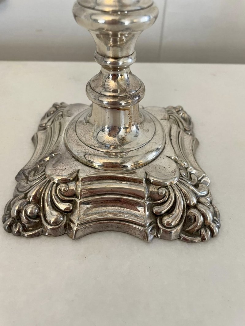 Unusual Pair of Antique George III Quality Sheffield Plated Telescopic Candlesticks - Image 7