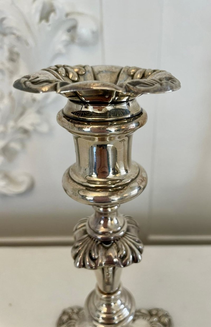 Unusual Pair of Antique George III Quality Sheffield Plated Telescopic Candlesticks - Image 3