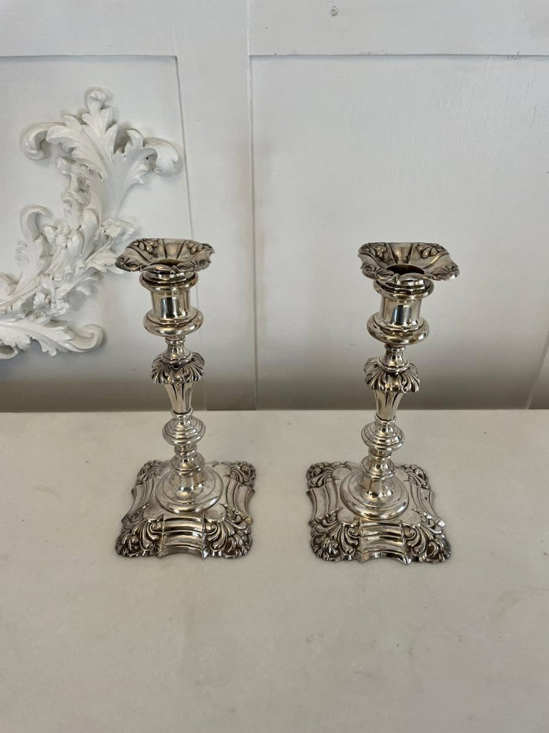 Unusual Pair of Antique George III Quality Sheffield Plated Telescopic Candlesticks - Image 2