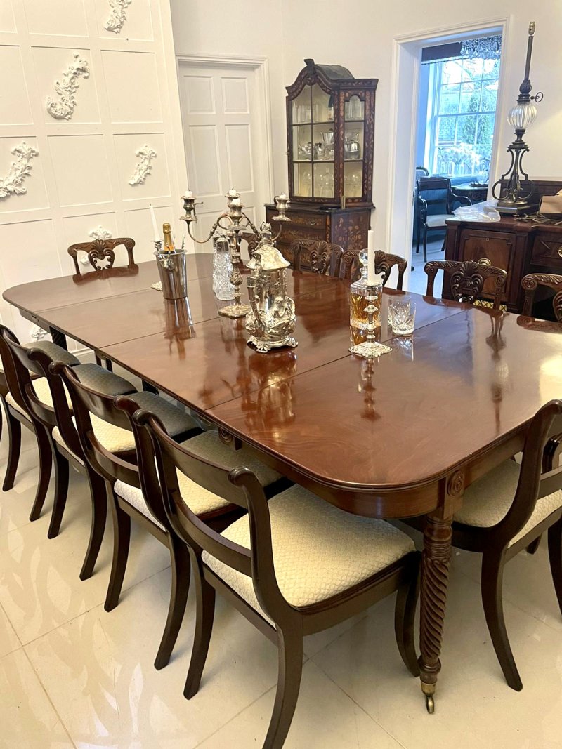 Superb Quality Metamorphic Antique Regency Figured Mahogany Extending Dining Table H 74 x W 122 x D 244.5cm - Image 3