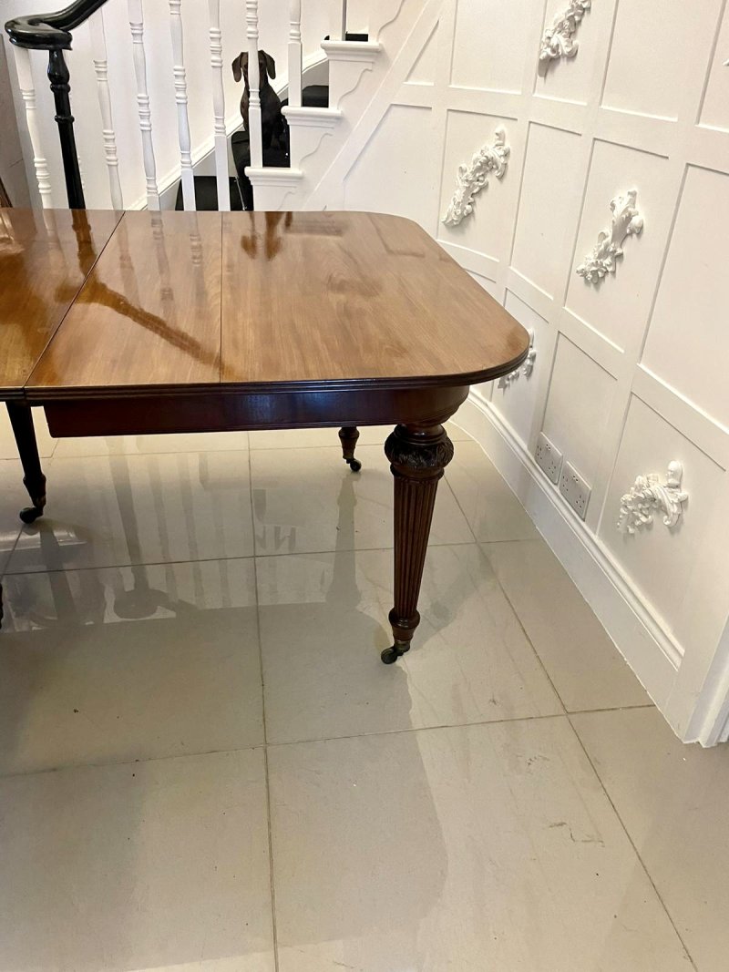 Superb Quality Metamorphic Antique Regency Figured Mahogany Extending Dining Table H 74 x W 122 x D 244.5cm - Image 7