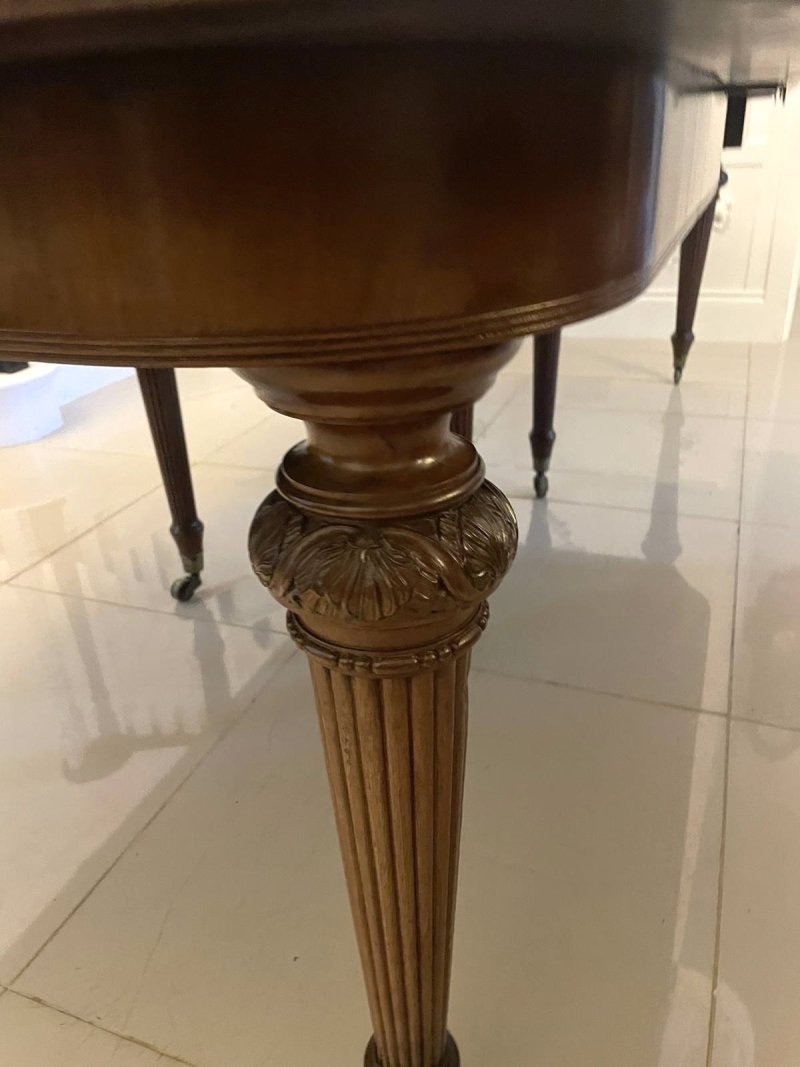Superb Quality Metamorphic Antique Regency Figured Mahogany Extending Dining Table H 74 x W 122 x D 244.5cm - Image 10