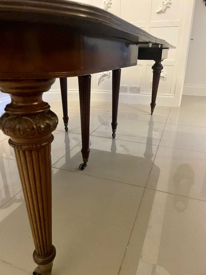 Superb Quality Metamorphic Antique Regency Figured Mahogany Extending Dining Table H 74 x W 122 x D 244.5cm - Image 12