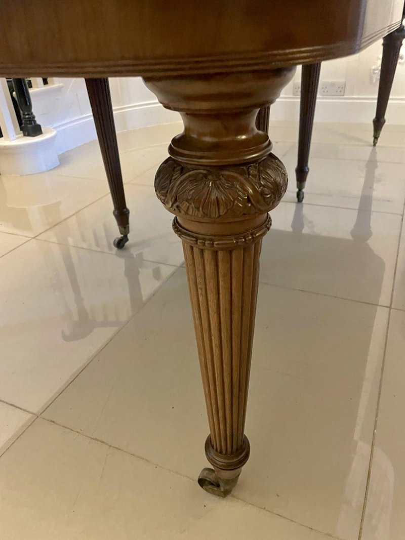 Superb Quality Metamorphic Antique Regency Figured Mahogany Extending Dining Table H 74 x W 122 x D 244.5cm - Image 11