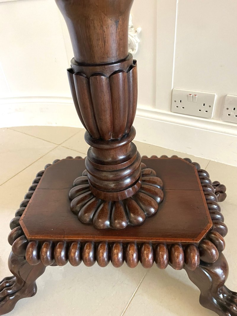 Fine Quality Antique Regency Carved Rosewood Brass Inlaid Card/Side Table - Image 11