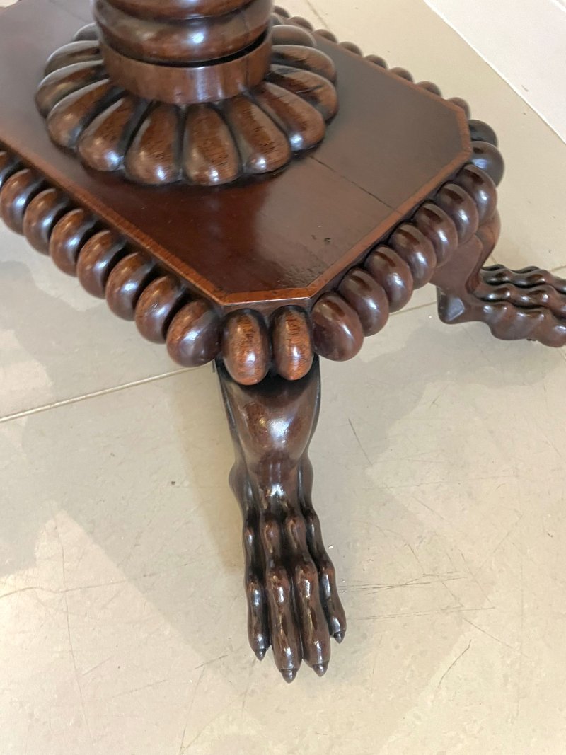 Fine Quality Antique Regency Carved Rosewood Brass Inlaid Card/Side Table - Image 13