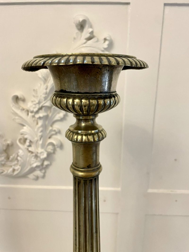 Large Pair of Antique Victorian Quality Brass Candlesticks - Image 13
