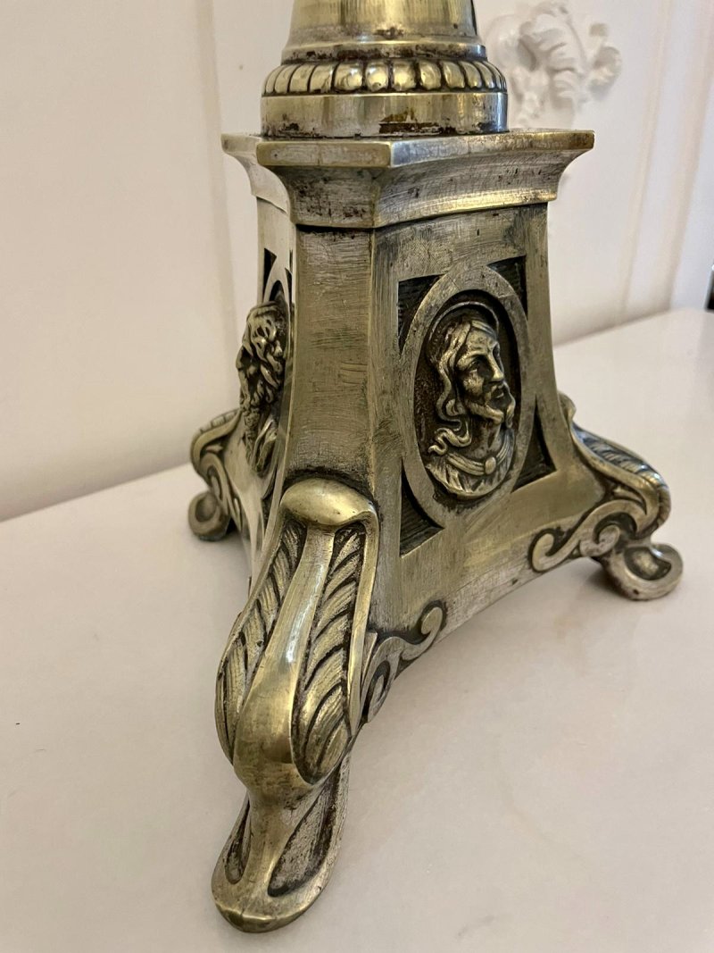 Large Pair of Antique Victorian Quality Brass Candlesticks - Image 7